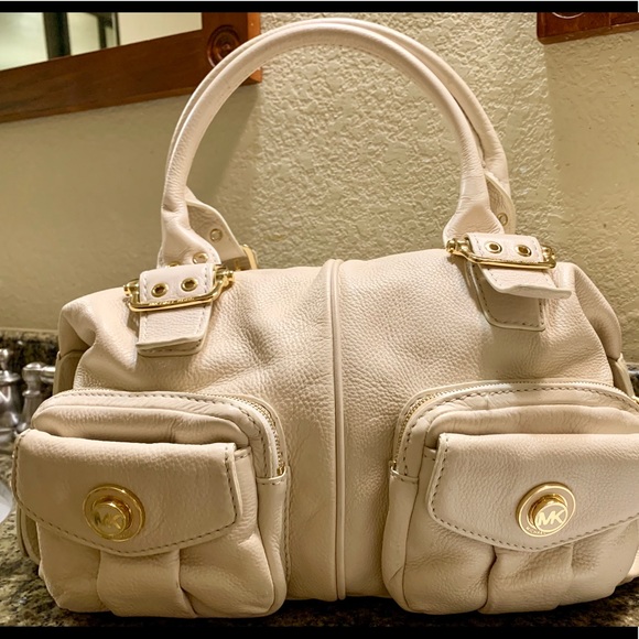 MICHAEL Michael Kors Handbags - Michael Kors, cream leather satchel & dustbag